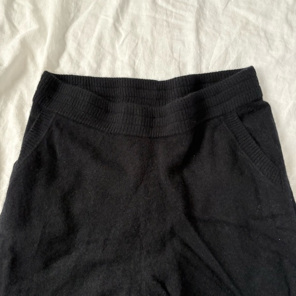 Nordstrom XL 100% cashmere Black Wide Leg Lounge Pants Women's Elastic - Picture 3 of 8